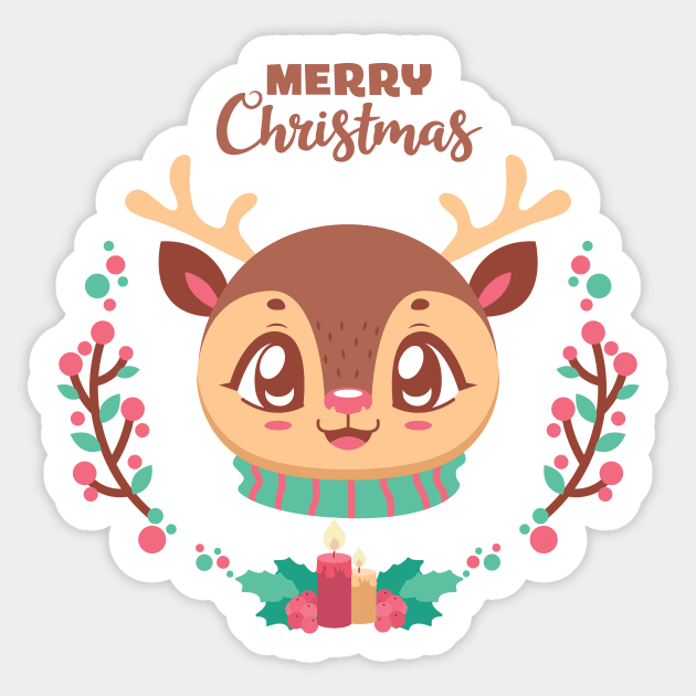 Cute festive reindeer design Sticker by GazingNeko